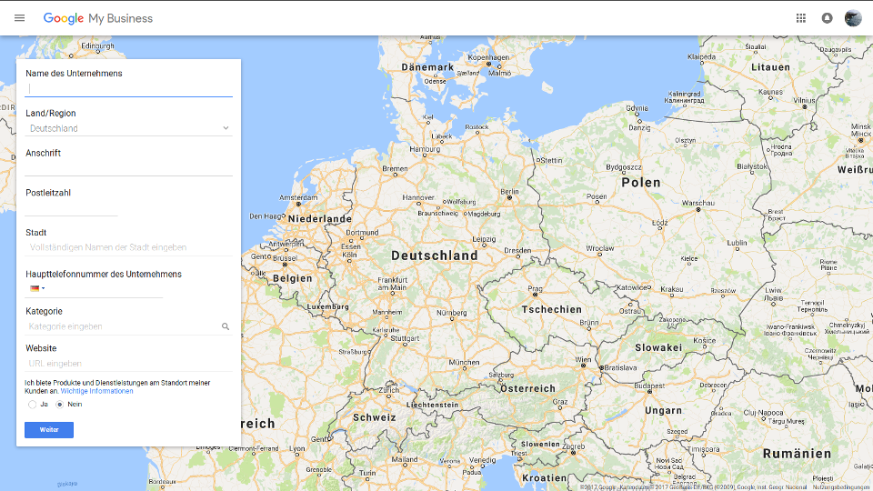 Google MyBusiness Formular