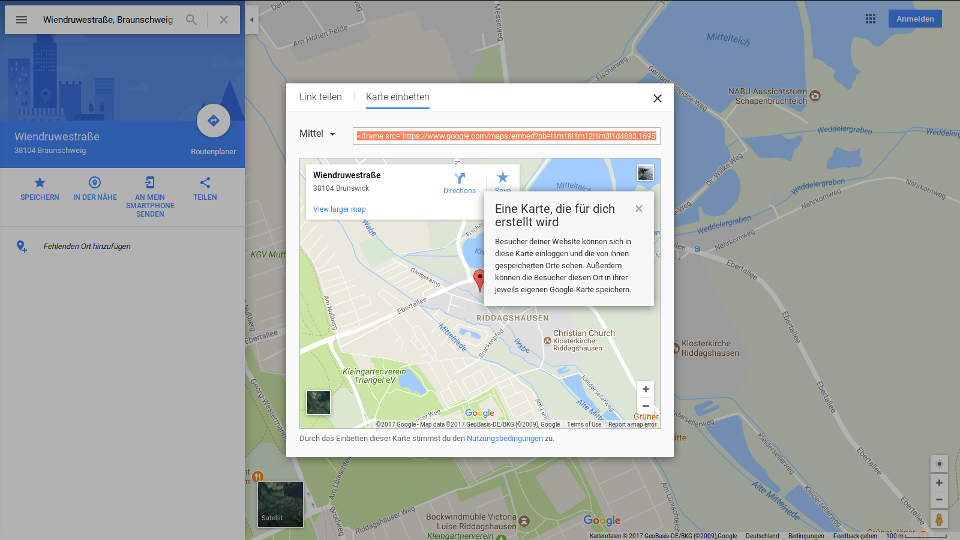 Einbetten von Google Maps Karten