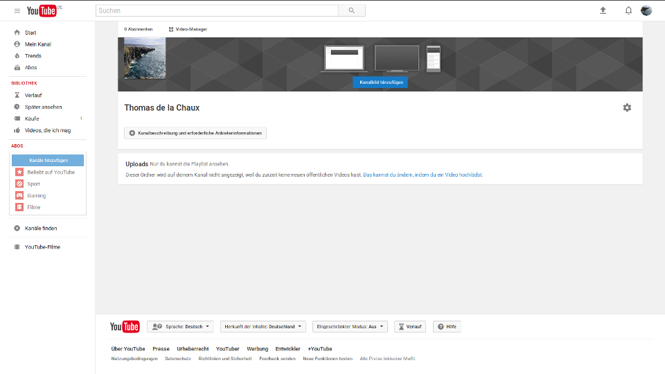YouTube Upload Bereich 02